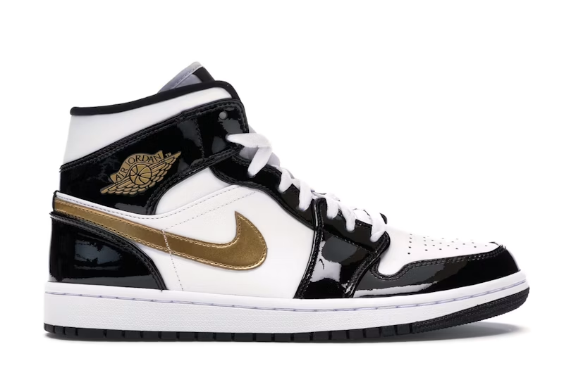 Mid Patent Black White Gold